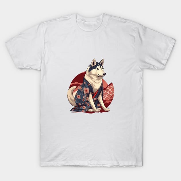 Samurai Husky Dog T-Shirt by ModernStyle610